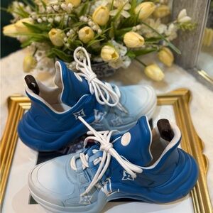 Blue and White Sneakers